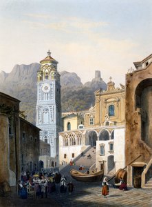 Eski cepheli Amalfi Katedrali (renkli taş)