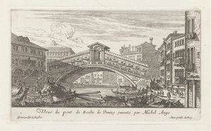 Rialto köprüsü ve Büyük Kanal, Venedik manzarası by Israël Silvestre