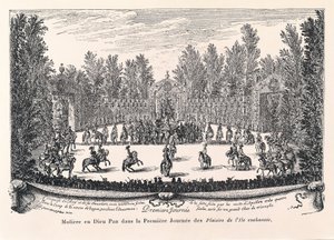 God Pan'daki Moliere, Jean Baptiste Poquelin'in MOLIERE (1622-1673) adlı "Les Plaisirs de l'Ile echantee" çizimi by Israel the Younger Silvestre
