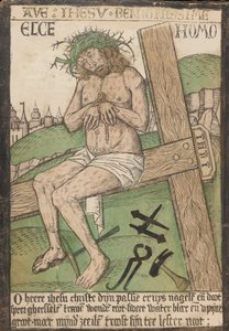 Tutkunun On İki Gravürünün Bulunduğu Albüm, A Woodcut of Christ as the Man o..., 15. yüzyılın sonlarında. by Israhel van Meckenem