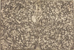 İki Sevgilili Süsleme Panosu, c. 14901500. by Israhel van Meckenem