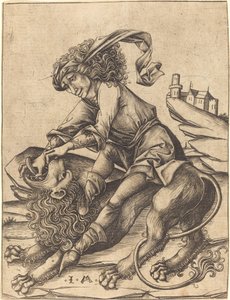 Samson ve Aslan by Israhel van Meckenem