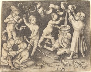 Yedi Çocuk Oyunda, c. 1490. by Israhel van Meckenem