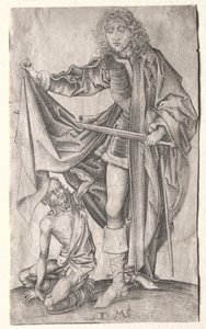 Bir Dilenci İçin Pelerinini Bölen St. Martin by Israhel van Meckenem