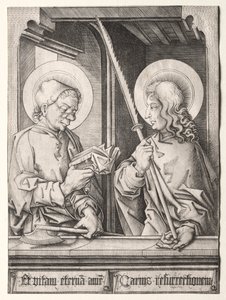 Gotik Pencerelerde On İki Havari: St. Matthias ve St. Judas Thaddaeus by Israhel van Meckenem