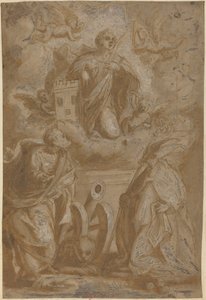 Aziz Nicholas ve Jerome ile Glory Aziz Barbara by Italian 16th Century