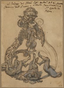 Zeus Vanguishing Giants ile Kapı Tokmağı by Italian 17th Century or Italian 18th Century