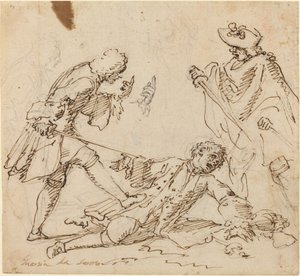Dövüşen Üç Adam by Italian 17th or 18th Century
