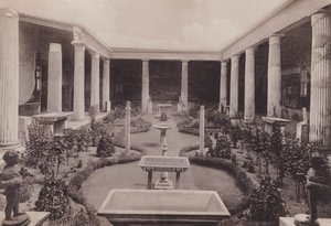 Casa Dei Vettii, Peristilio, Vettii Evi, Peristil (s/b fotoğraf) by Italian Photographer