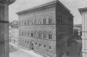 Floransa, Palazzo Strozzi (s / b fotoğraf) by Italian Photographer