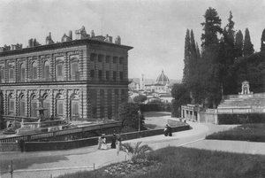 Floransa, Ve Palazzo Pitti, Katedral manzaralı arka kısım (s / b fotoğraf) by Italian Photographer