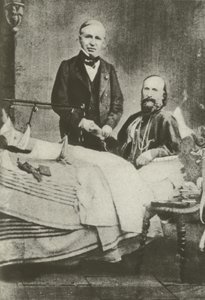 Garibaldi, doktoruyla birlikte savaşta yaralandı (s/b fotoğraf) by Italian Photographer
