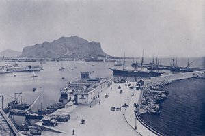 İtalya: Palermo, Monte Pellegrino ve liman (s/b fotoğraf) by Italian Photographer