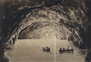 Napoli: Capri, Grotta Azzurra (s / b fotoğraf)