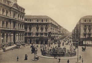 Napoli: Piazza Della Borsa ve Rettifilo Corso Umberto I (s/b fotoğraf) by Italian Photographer