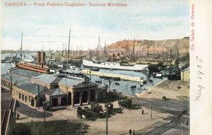 Ponte Federico Guglielmo ve feribot terminali, Cenova by Italian Photographer