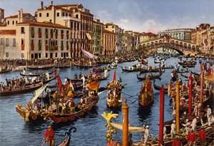 Venezia / Venedik: Canal Grande in festa (renkli fotoğraf) by Italian Photographer