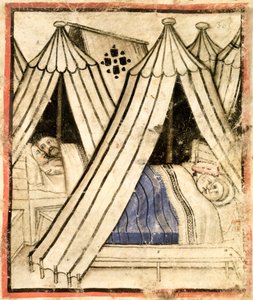 Ekle 15277 f.51 İsrailliler Moavlı kadınlarla çadırlarında cinsel ahlaksızlığa düşüyorlar, c.1350-99 (parşömen) by Italian School