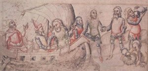 Ekle 15477 fol.2v Jason yolculuğuna çıkıyor, Guido de Columnis (parşömen) tarafından yazılan 