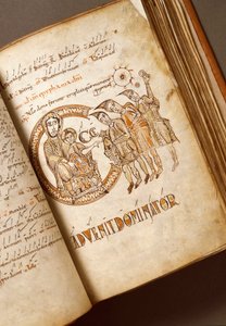 Evanjelik. Farfa manastırından kodeks. (Ms. E 16 folii 149v. 150r.) Roma, Biblioteca Vallicelliana by Italian School