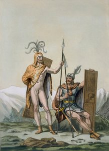 Savaş için giyinmiş antik Kelt savaşçıları, c.1800-18 by Italian School