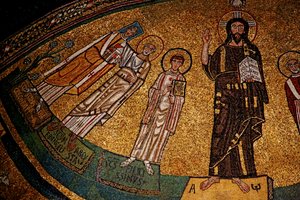 İsa, azizler ve Papa IV. Gregory ile apsis (mozaik) by Italian School