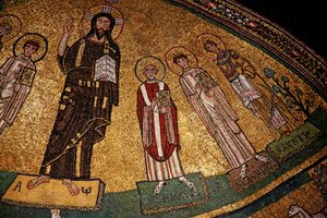 İsa, azizler ve Papa IV. Gregory ile apsis (mozaik) by Italian School