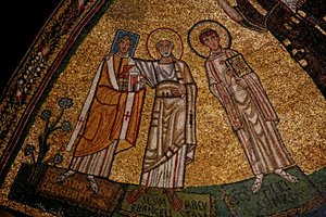Azizler ve Papa Gregory IV (mozaik) ile apsis by Italian School