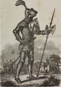 İngiltere Kralı V. Henry döneminden zırh, 'Teatro Universale...'den illüstrasyon by Italian School