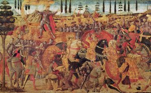 Darius (MÖ 399-330) ve Büyük İskender (MÖ 356-323) arasındaki savaş (panelde yağ) by Italian School
