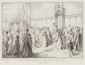 Caterina Cornaro, Kıbrıs Kralı Jacopo Lusignano ile vekaleten evlendi by Italian School