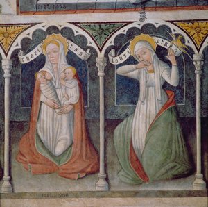 Charity ve Temperance (fresk) by Italian School