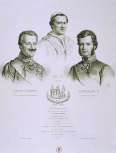 Charles Albert, Pius IX ve Leopold II, 1848 by Italian School