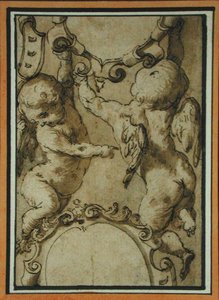 Kerubiler, 17. yüzyılın başları (kalem ve mürekkep ve kağıt üzerinde yıkama) by Italian School