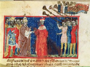 Codex Correr I 383 Doge Sebastiani Ziani, Papa III. Alexander (1159-81) ve İmparator Frederick Barbarossa