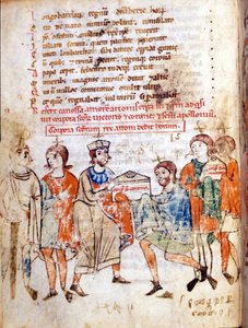 Canossa Mathilde Mahkemesi (veya Toskana Kontesi Mathilde) (1046 - 1115), Donizone tarafından “” Vita Mathildis””, 13. yüzyıldan kalma el yazması. Lucca, İncil, Governativa. by Italian School