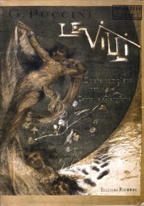 Puccini'nin Chant and Piano (1858 - 1924) için iki perdelik “Le Villi”, Opera (1884) için nota kapağı. Ricordi Sürümleri. by Italian School