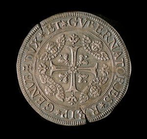 Gen Cumhuriyetinin Para Birimi: ECU genişliğinde gümüş. Çap. 61 mm. 1693. ön. Genes Musei di Strada Nuova (inv, M7135) by Italian School