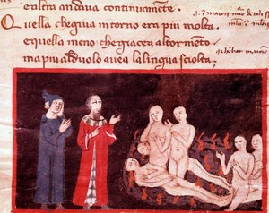 Dante et Virgil şiddet ile çevrili (İlahi Komedya