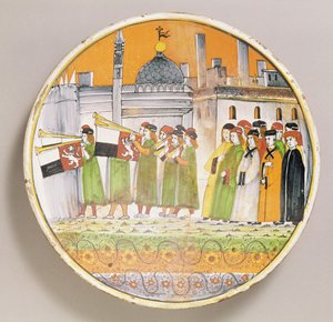 Müzisyenler ile süslenmiş çanak (seramik) by Italian School