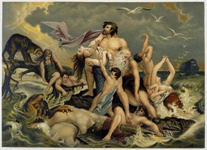Déluge - Don Clemente Benetti tarafından çevrilen Giovanni Ladislao Sykora (cilt 1) tarafından “Altın klasik İncil: eski ve yeni çabalarda ilahi vahiy tarihi” nde. (İtalyanca İncil) by Italian School
