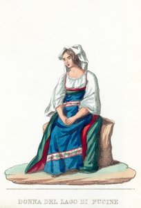Donna Del Lago Di Fucine (renkli gravür) by Italian School