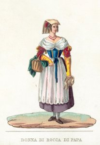 Donna Di Rocca Di Papa (renkli gravür) by Italian School
