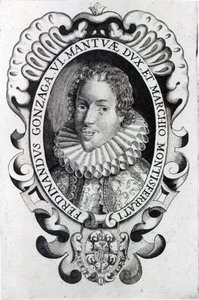 Ferdinando Gonzaga, Mantua Dükü (gravür) (bw fotoğraf) by Italian School