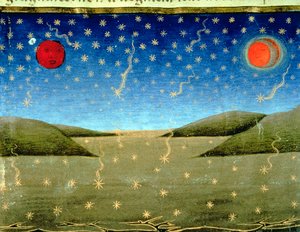 Fol.149va Son Yargı: Yıldızlar düşer ve her şey alt üst olur (parşömen) by Italian School