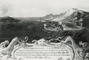Francesco Morosini (1618-94) Kıbrıs açıklarında bir Olayda, 1654 by Italian School