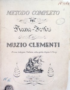 Ders kitabının ön yüzü, Muzio Clementi tarafından Piyano için Komple Yöntem by Italian School