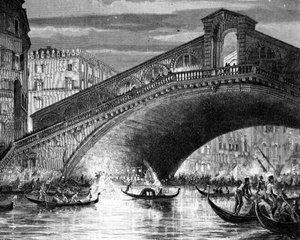Karnaval sırasında Büyük Kanal ve Rialto Köprüsü by Italian School