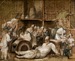 Bir ahır dekorunda Commedia dell