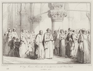 Doge Francesco Foscari, ifadesi alındıktan sonra Doge Sarayı